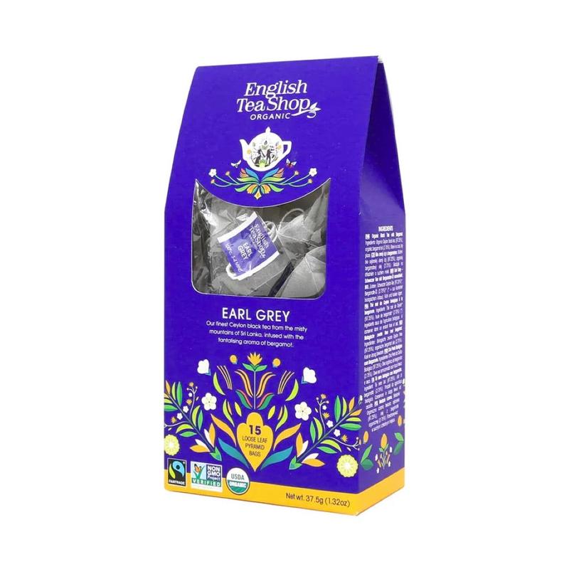ENGLISH TEA SHOP Organic Earl Grey Silken Pyramid Infuser Pack - 15 Bags