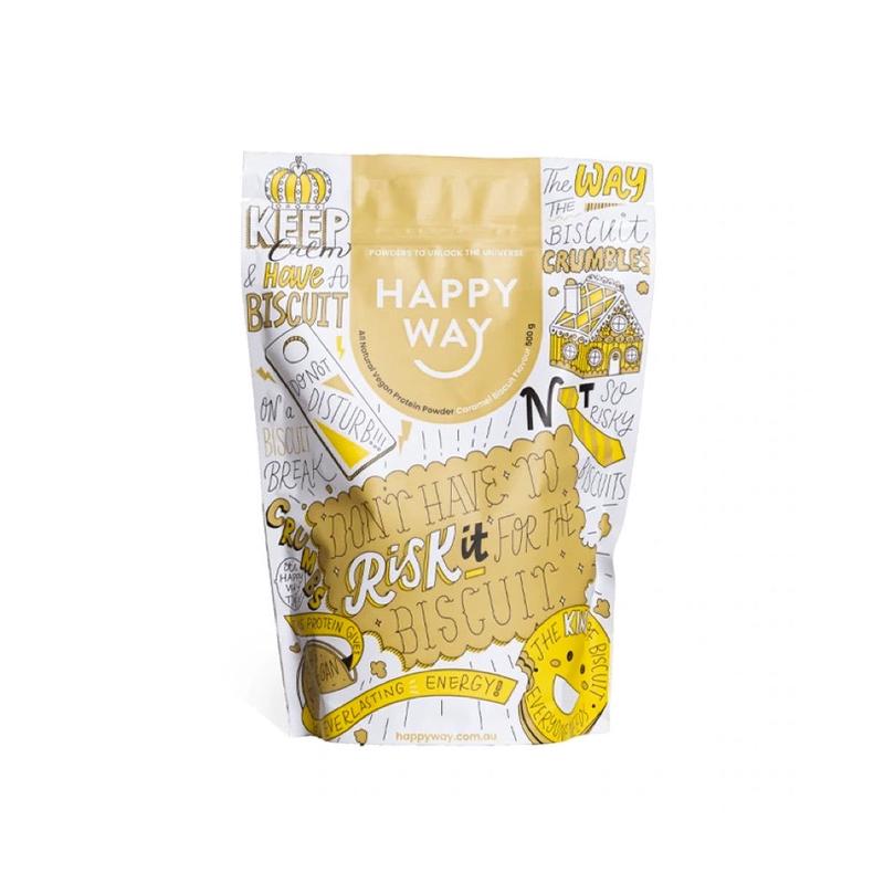 HAPPY WAY Vegan Protein Powder Caramel Biscuit - 500g