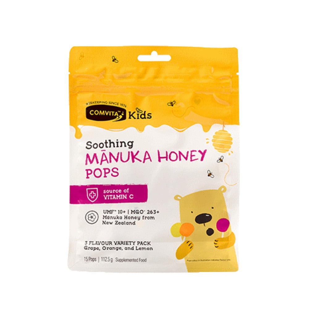 COMVITA Soothing Manuka Honey Pops - Kids 3 Flavour Variety Pack (UMF 10+) - 15pcs