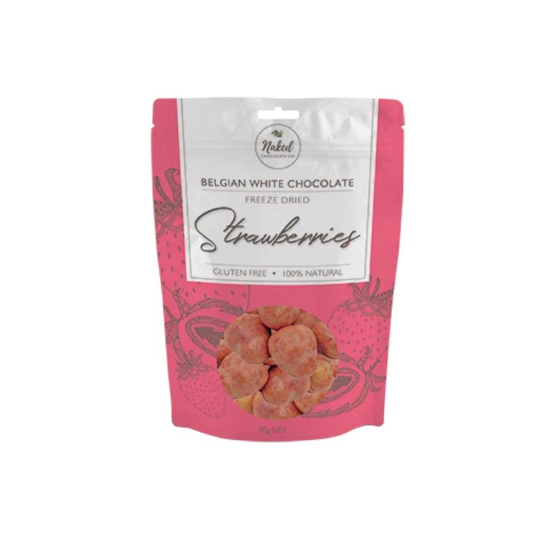 NAKED CHOCOLATE CO. Freeze Dried Strawberries White Chocolate - 90g