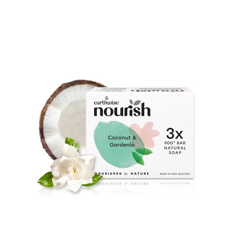 Earthwise Nourish Natural Soap Bar Coconut & Gardenia 3x90g