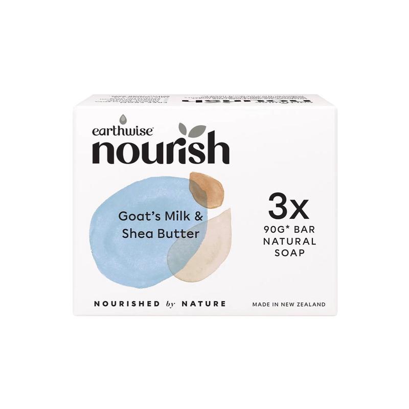 Earthwise Nourish Natural Soap Bar Goat's Milk & Shea Butter 3x90g