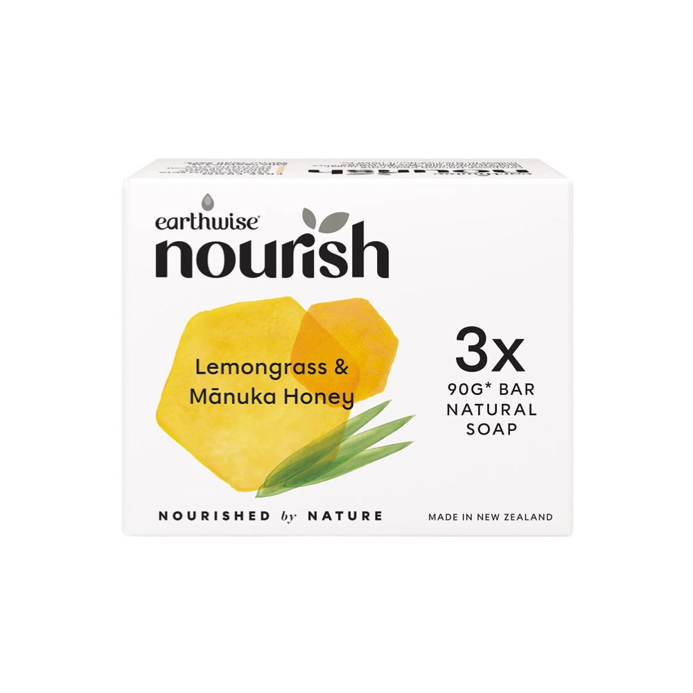 Earthwise Nourish Natural Soap Bar Lemongrass & Manuka Honey 3x90g