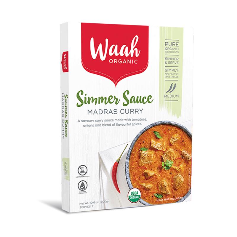 Waah Organic Simmer Sauce Madras Curry 300g x6 BULK