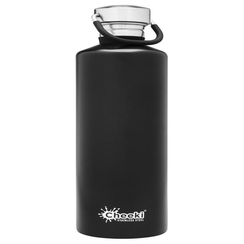 CHEEKI Stainless Steel Bottle Silver 1L Matte Black