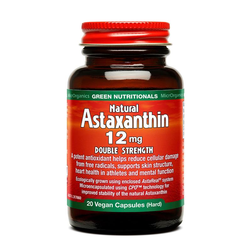 GREEN NUTRITIONALS Natural Astaxanthin VegeCaps (12mg) 20 Capsules