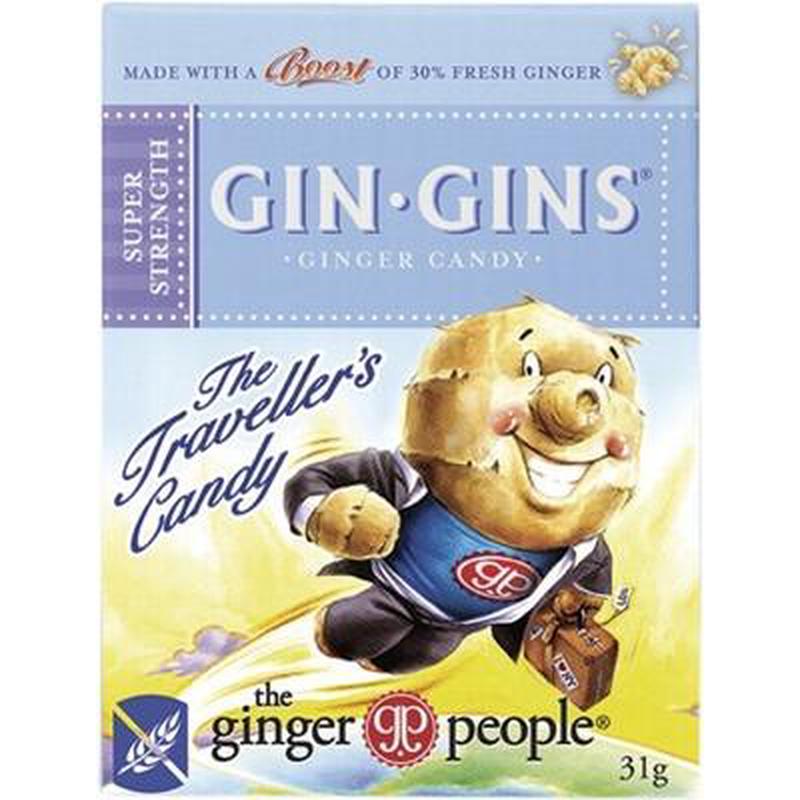 THE GINGER PEOPLE Gin Gins Ginger Candy Super Strength 31g 1 Box