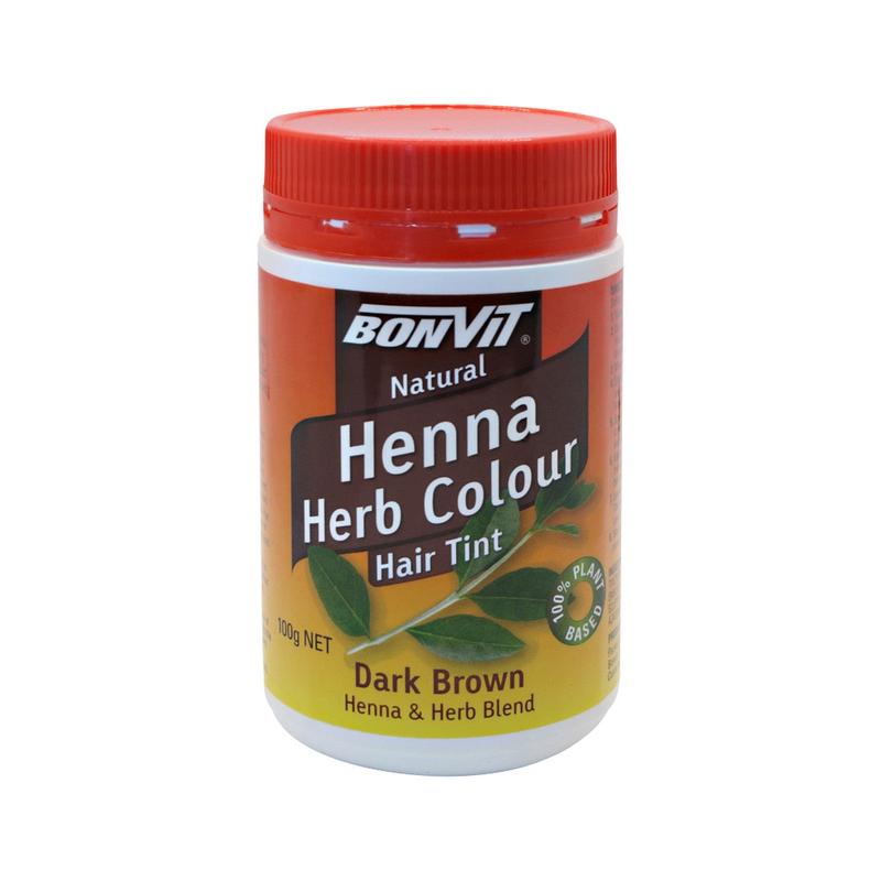 BONVIT Natural Hair Tint Henna Herb Colour (Henna & Herb Blend) 100g Dark Brown