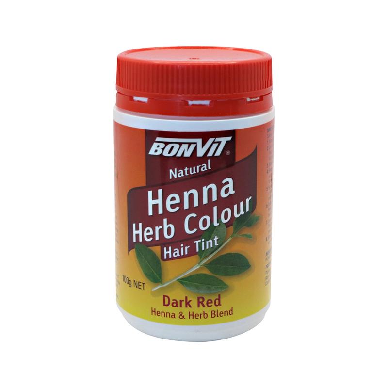 BONVIT Natural Hair Tint Henna Herb Colour (Henna & Herb Blend) 100g Dark Red