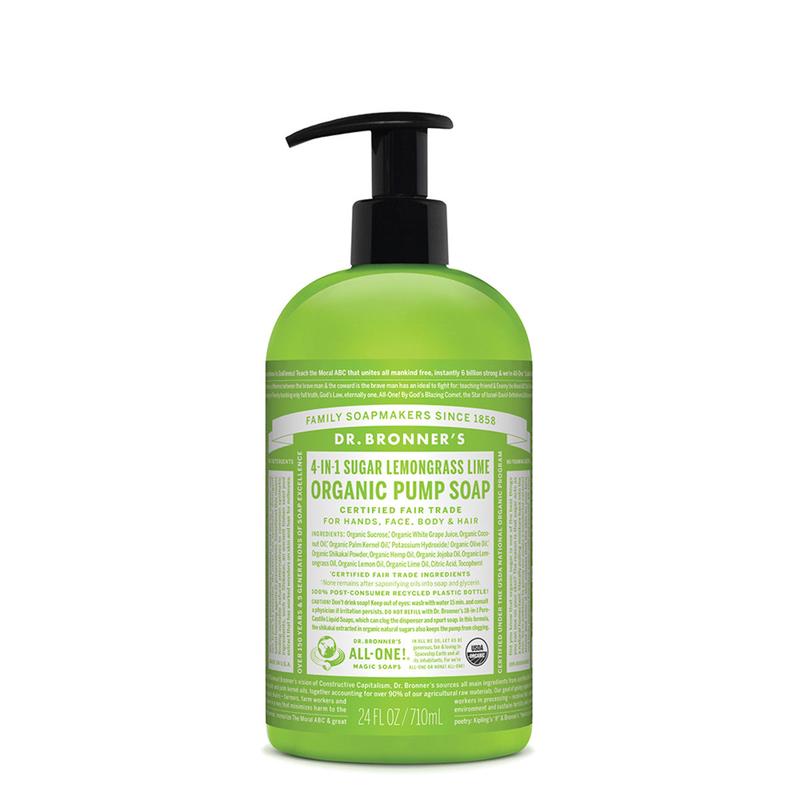 DR BRONNER'S Organic Lemongrass Lime Pump Soap Sugar 4-in-1 710ml
