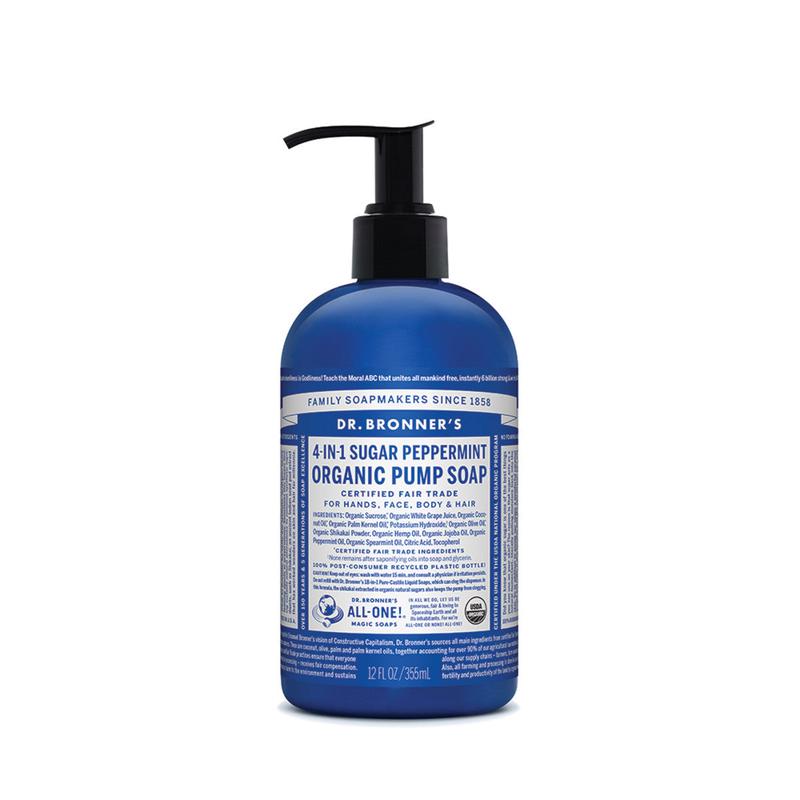 DR BRONNER'S Organic PeppermintPump Soap Sugar 4-in-1 355ml