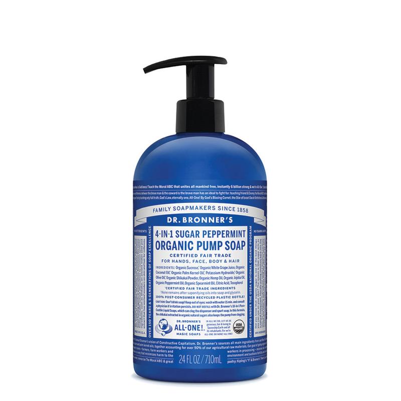 DR BRONNER'S Organic PeppermintPump Soap Sugar 4-in-1 710ml