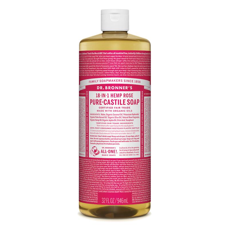 DR BRONNER'S Pure-Castile Rose Liquid Soap Hemp 18-in-1 946ml