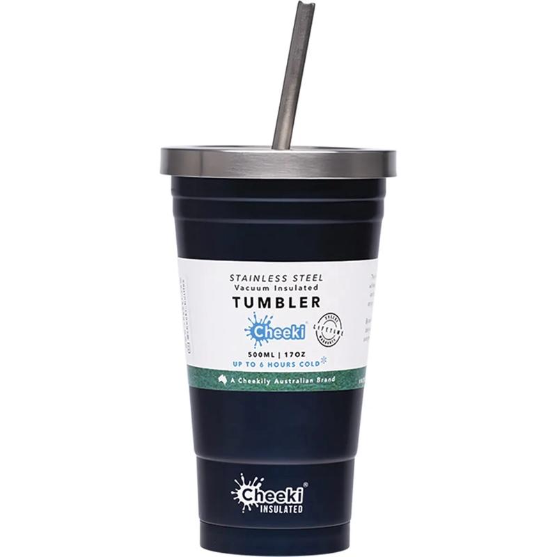 CHEEKI Insulated Tumbler with Stainless Steel Straw 500ml Ocean