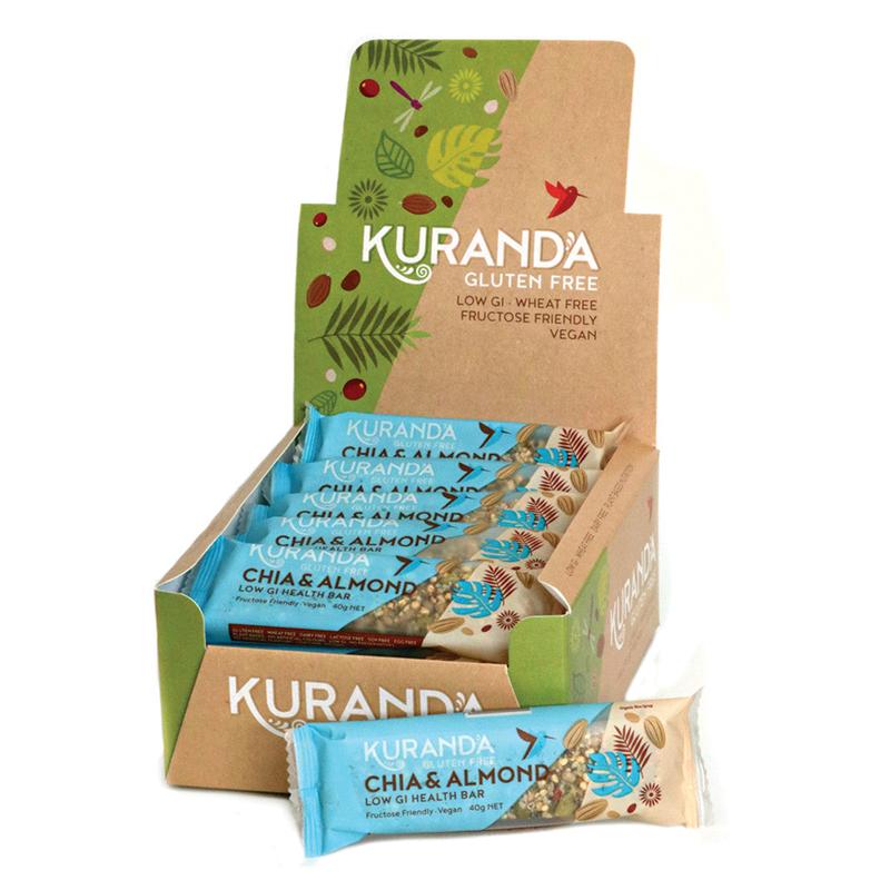 KURANDA Gluten Free Chia Bars 40g x 16 Display Chia & Almond