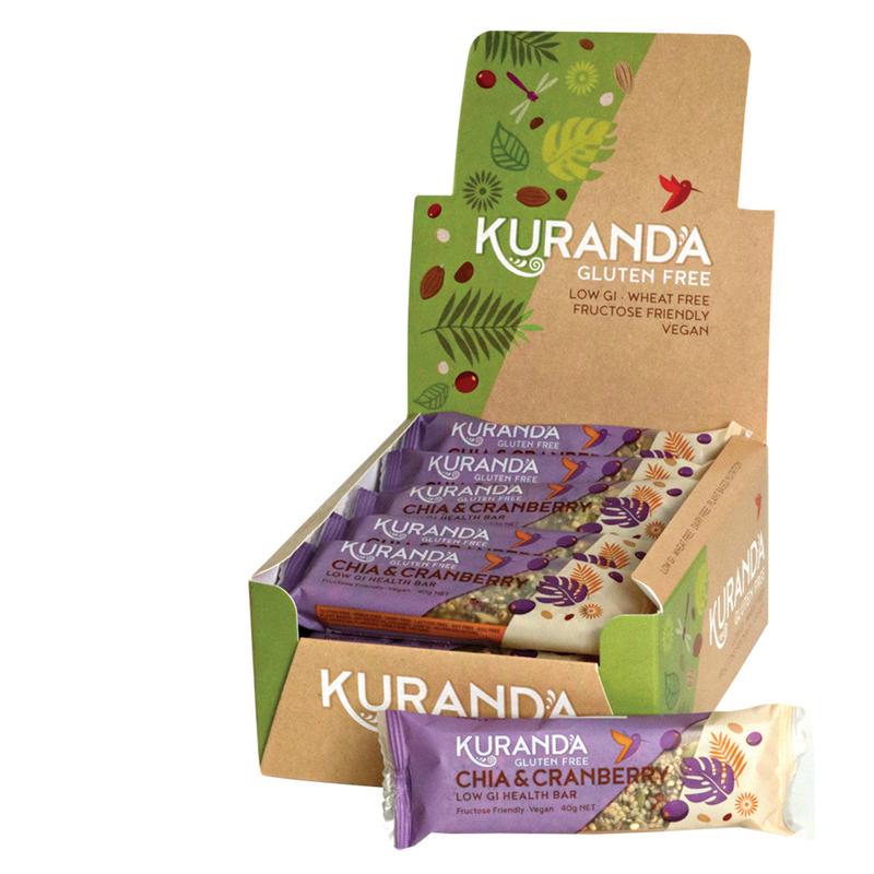 KURANDA Gluten Free Chia Bars 40g x 16 Display Chia & Cranberry