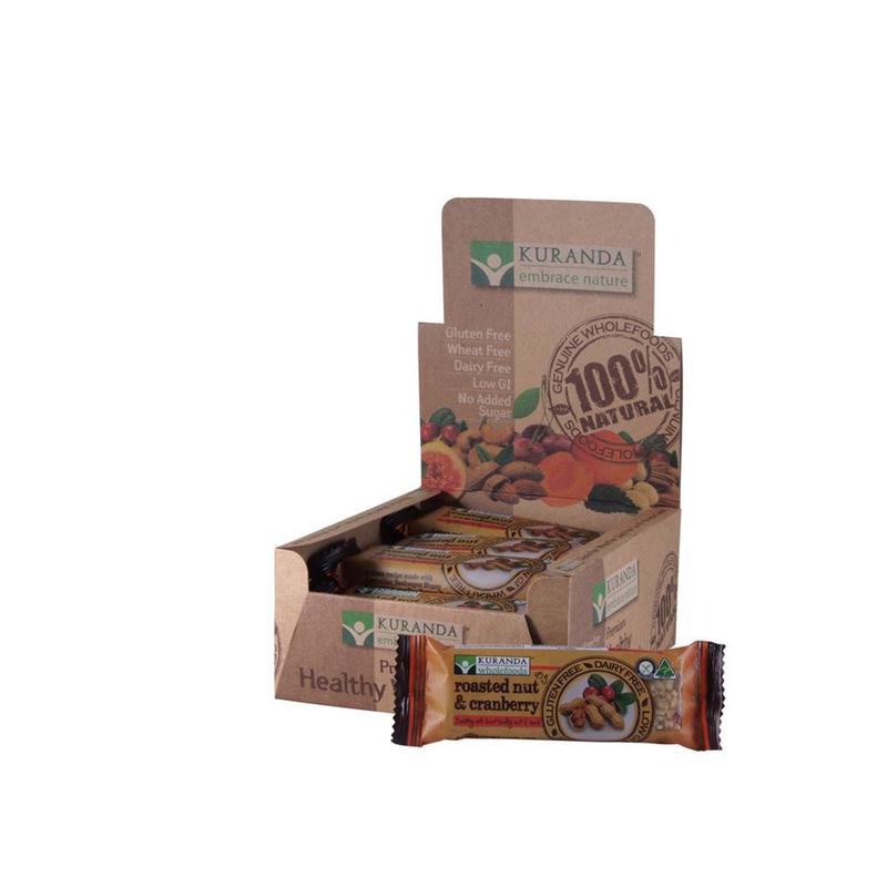 KURANDA Gluten Free Nut Bars45g x 16 Display Roasted Nut & Cranberry
