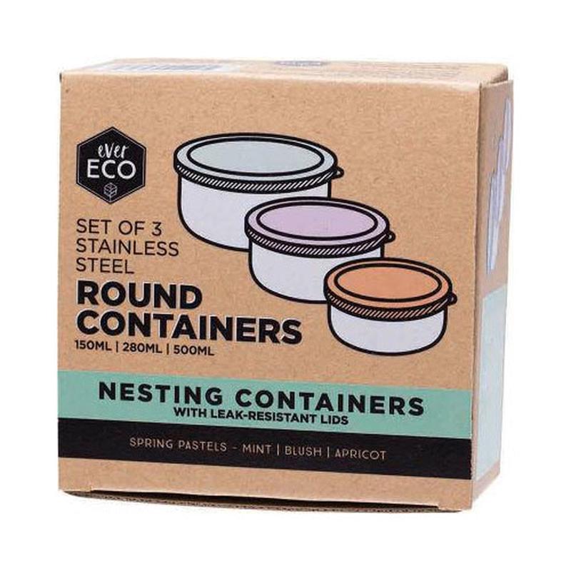 Ever Eco Stainless Steel Round Containers Spring Pastels Set of 3
