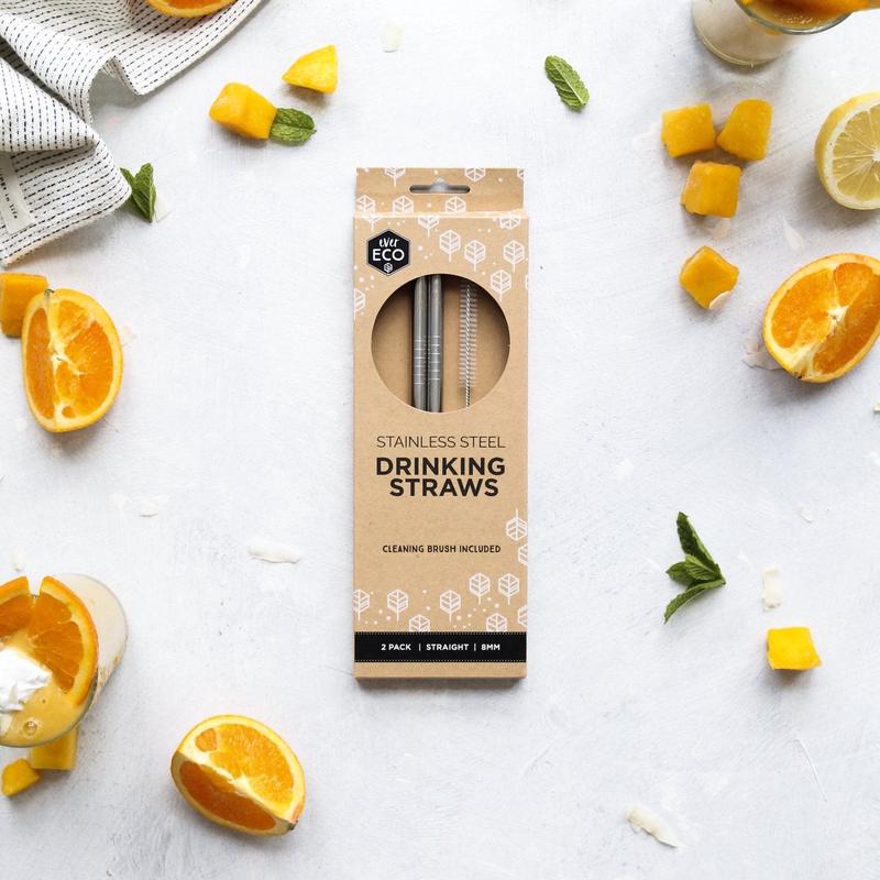 Ever Eco Stainless Steel Straws Includes Cleaning Brush 2 Pack