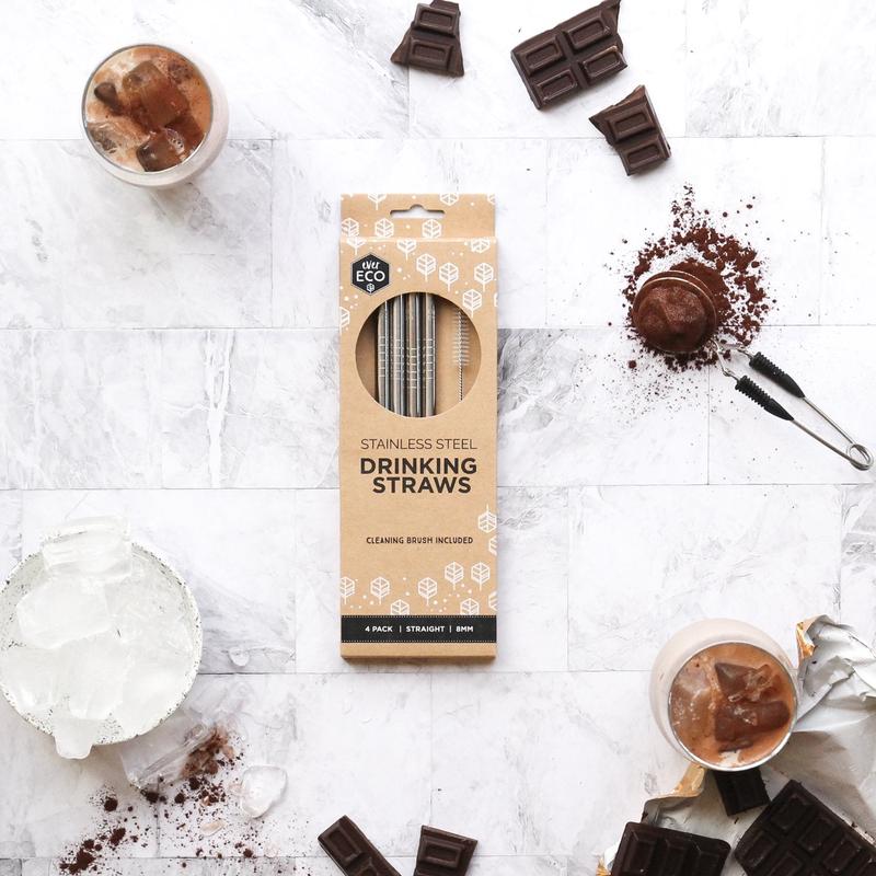 Ever Eco Stainless Steel Straws Includes Cleaning Brush 4 Pack