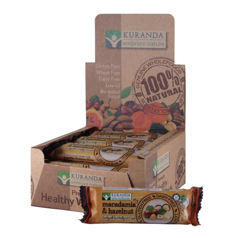 KURANDA Gluten Free Nut Bars45g x 16 Display Macadamia & Hazelnut