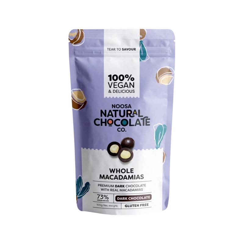 Noosa Natural Chocolate Co. Chocolate Whole Macadamias 100g Premium Dark Chocolate