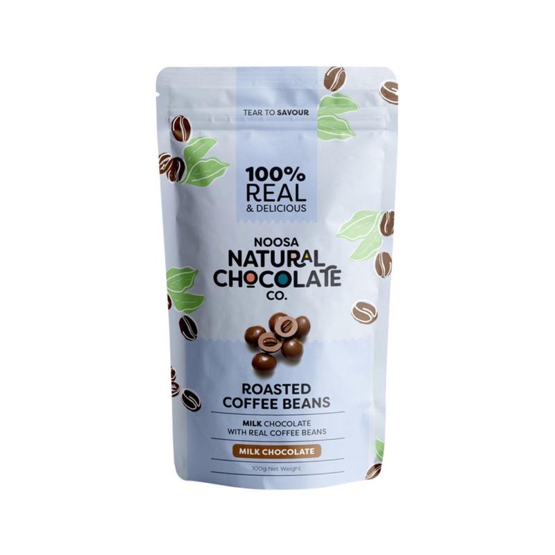 Noosa Natural Chocolate Co. Dark Chocolate Roasted Coffee Beans 100g Premium Milk Chocolate