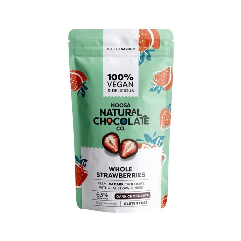 Noosa Natural Chocolate Co. Chocolate Whole Strawberries 100g Premium Dark Chocolate
