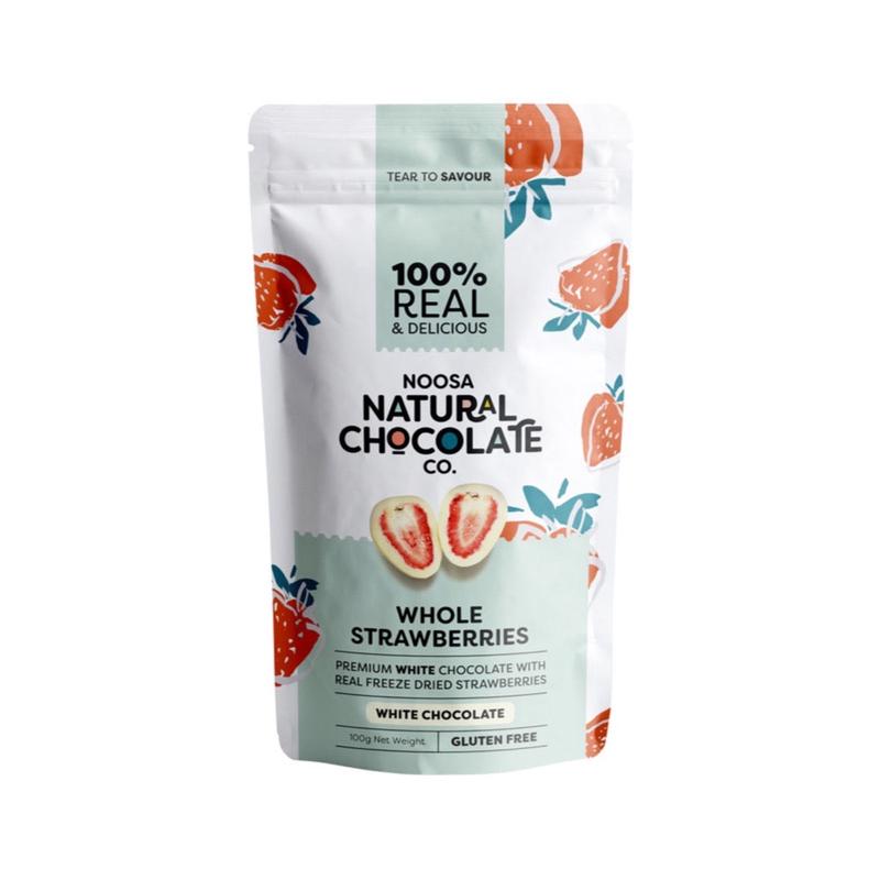 Noosa Natural Chocolate Co. Chocolate Whole Strawberries 100g Premium White Chocolate