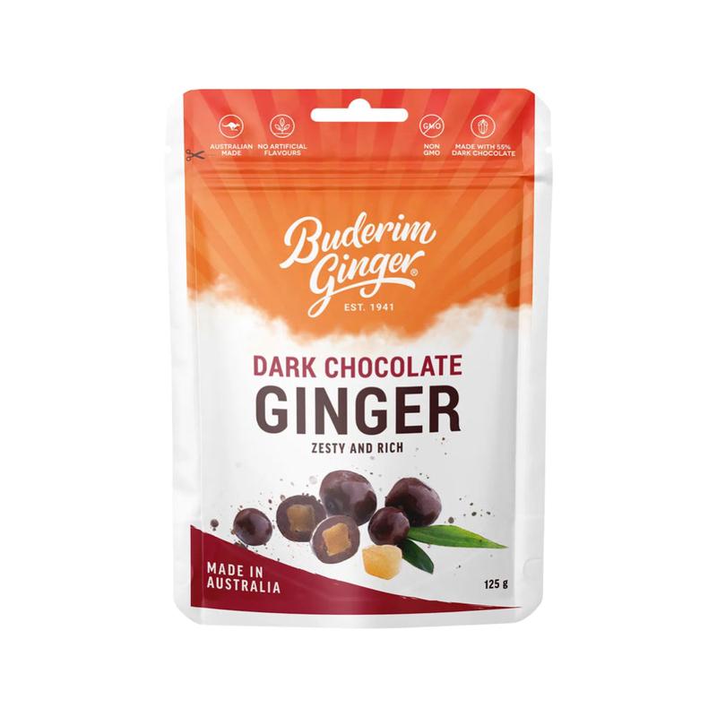BUDERIM GINGER Dark Chocolate Ginger Zesty and Rich 125g