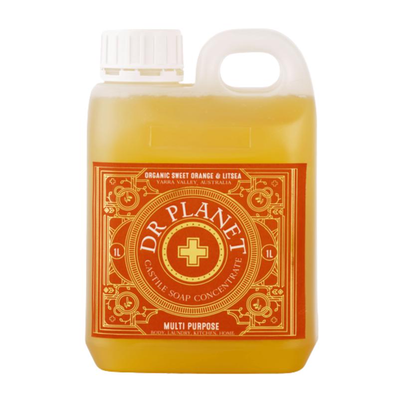 DR PLANET Organic Castile Soap Sweet Orange & Litsea 1L