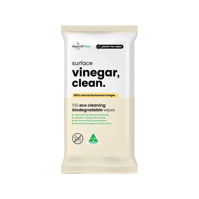 CLEANLIFE Vinegar Clean Surface Plastic Free Wipes 100pk